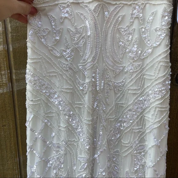 White Beaded Sequin Halter Mermaid Maxi Dress ✨ - Picture 8 of 12